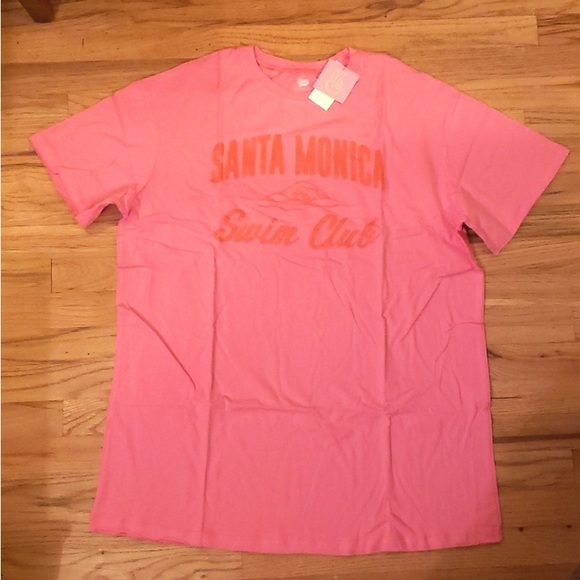 NEW!  "Santa Monica Swim Club" oAscot & Hart Pink Oversized Graphic Tee … - Picture 2 of 5